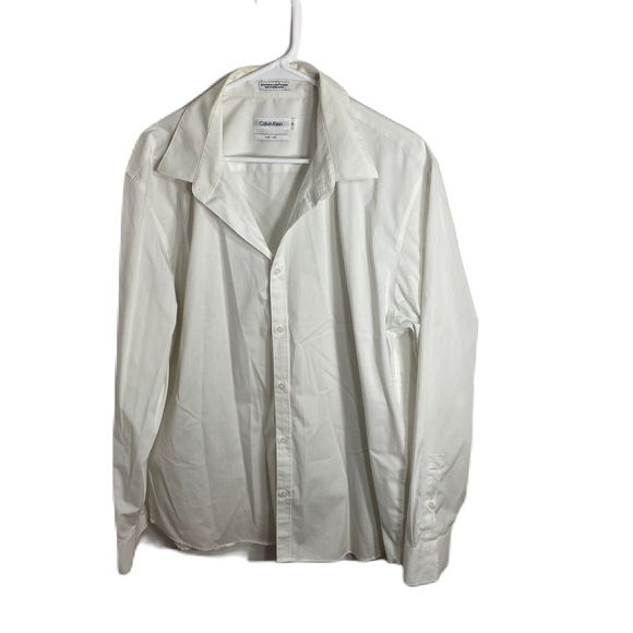 Calvin Klein Pin Striped Button Down Shirt Large Collared Men’s Long Sleeve - Picture 1 of 5